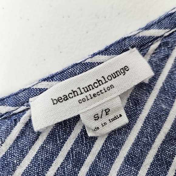 Beachlunchlounge Linen Blend Striped Jumpsuit Womens Small Wide Leg Cropped - Picture 5 of 12